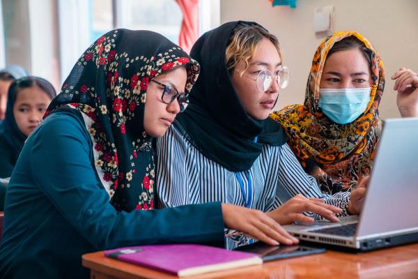 Afghanistan. Female students participate in classes at a youth and community centre. © UNHCR